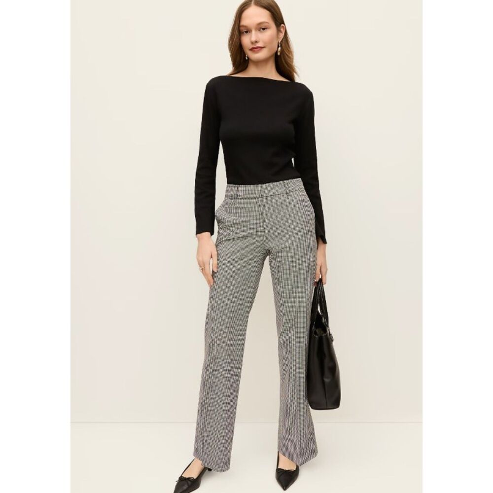 Ann Taylor The Jayne Trouser Womens Houndstooth Black and White Size 10